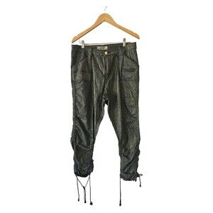 VTG Crest Jeans Black w/ Metallic Gold Flecks Draw String Rouched Leg‎ 13/14